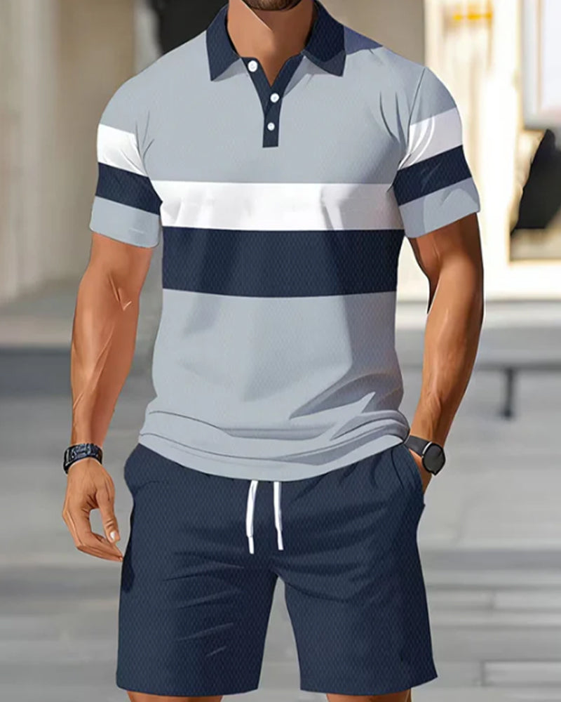 Set Rayé Polo Homme Short