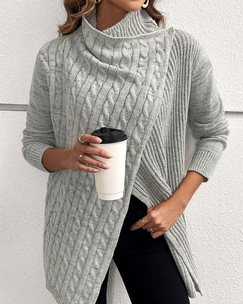 Pull décontracté de couleur unie fendu
