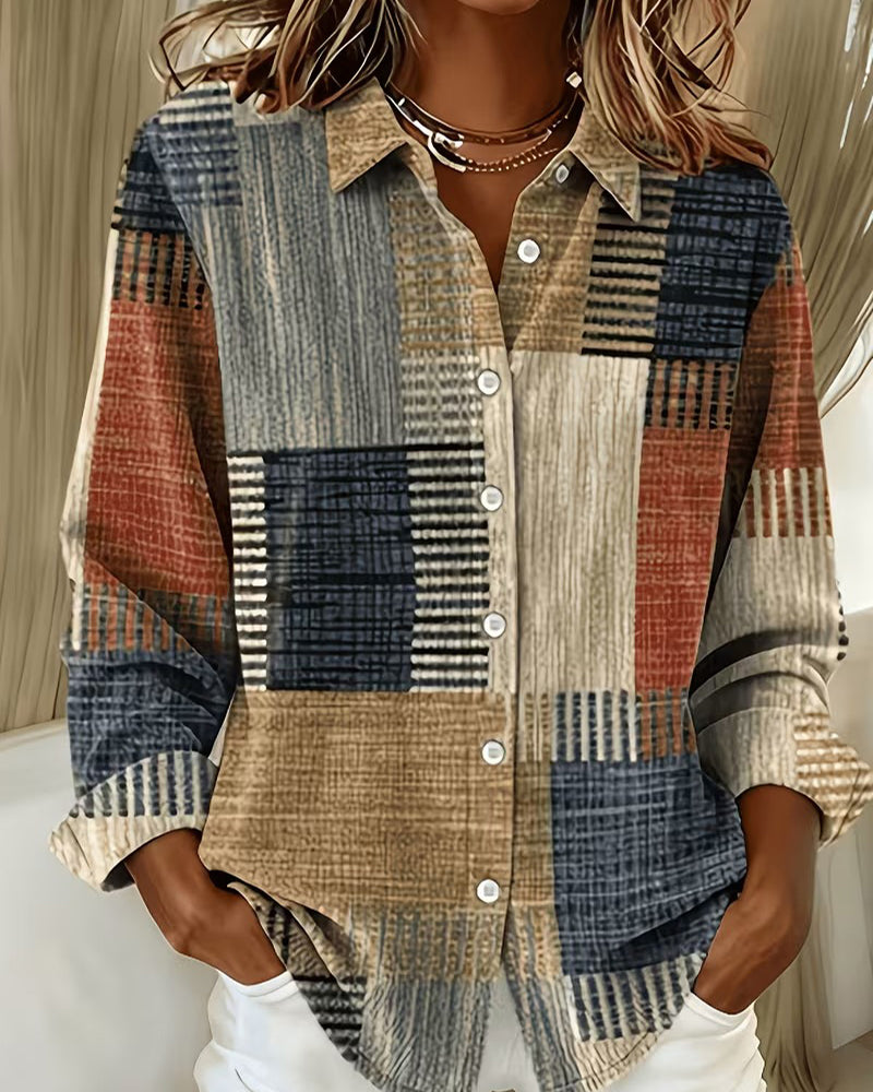 Chemise Vintage Lavé Imprimé Revers