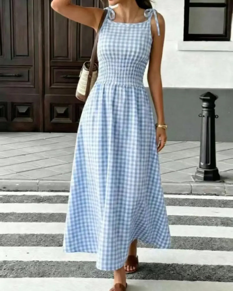 Robe Lacet Écossais Bretelle Ligne A
