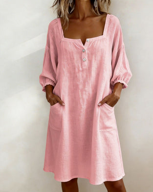 Robe Col Carré Manches Bouffantes