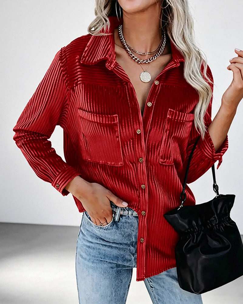 Chemise Poche Manches Longues Rayée