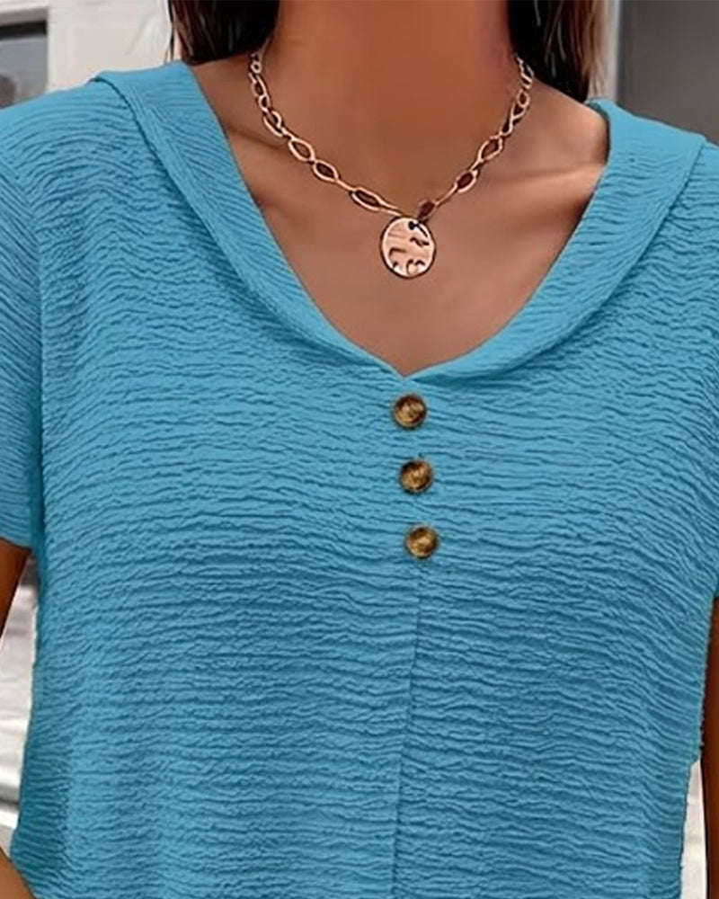 T-Shirt Col Peter Pan Trois Boutons