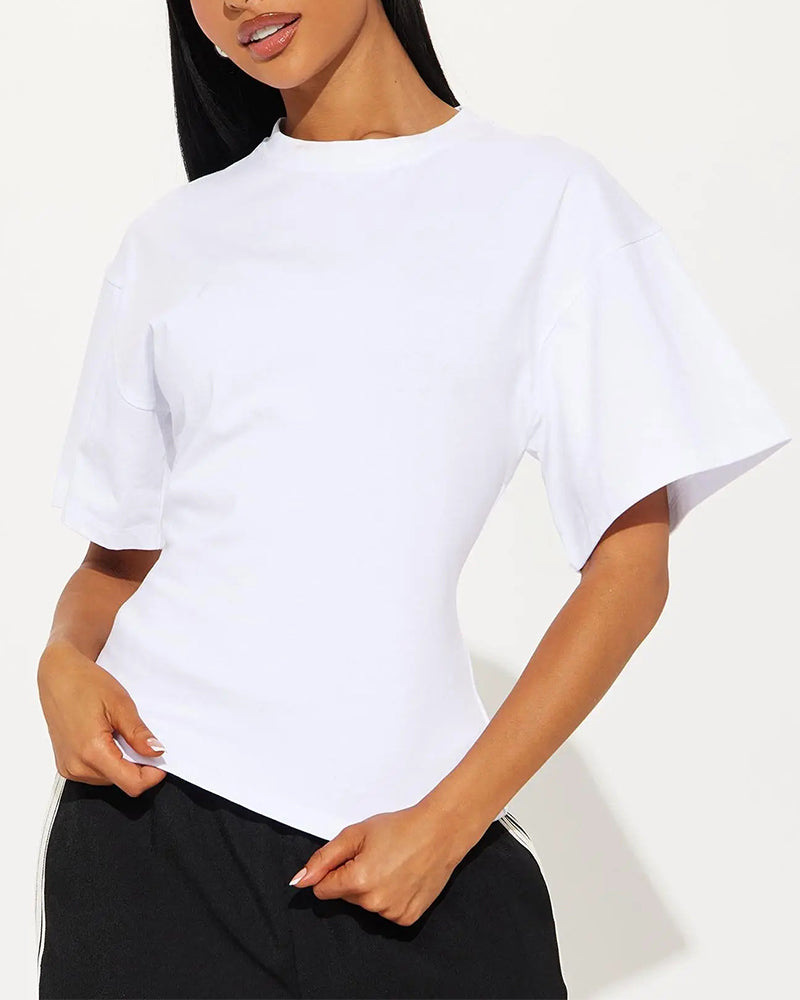 T-Shirts Ample Drop Épaule Dos Fermeture Éclair