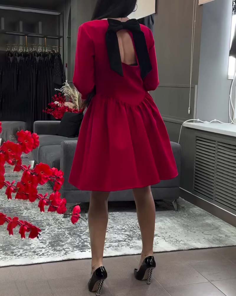 Robe Tempérament Col Ronde Taille Ourlet A