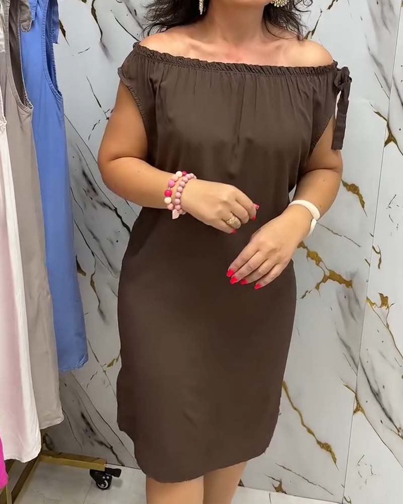 Robe Off-Shoulder Cravate Unie