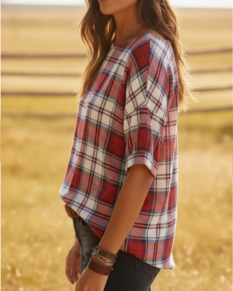 Chemisiers Col Rond Tartan