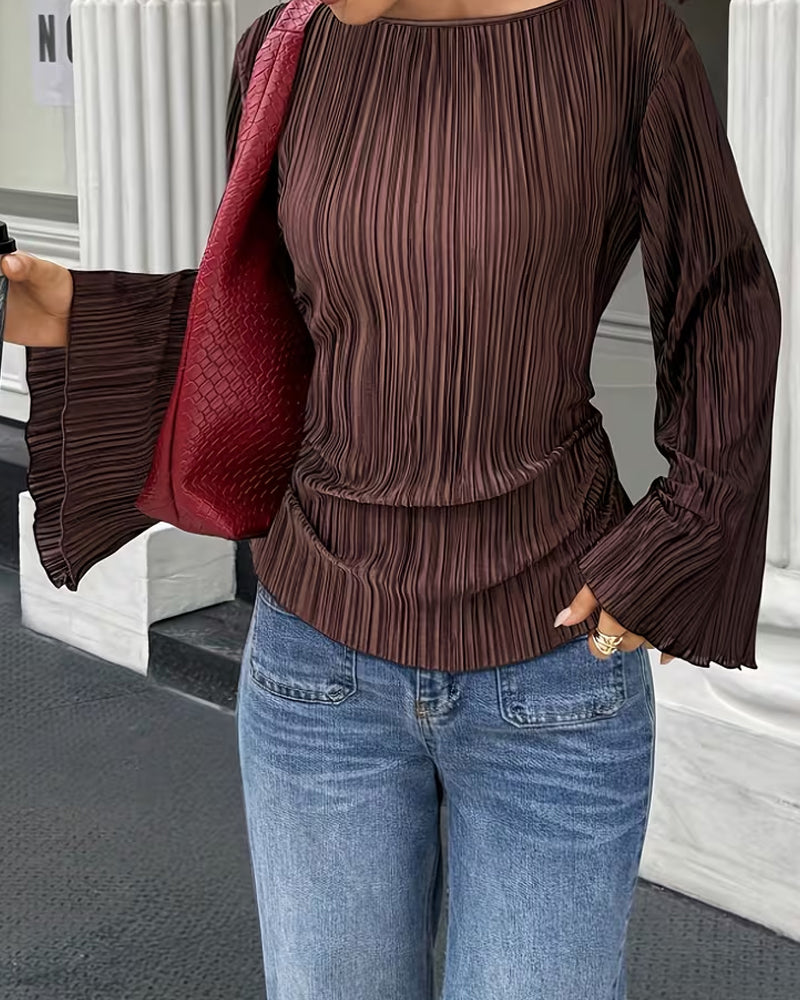 Blouse Uni Manches Évasées