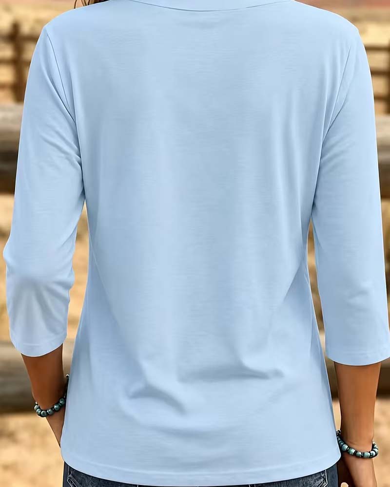 Haut Col Rond Patchwork Ourlet Asymétrique