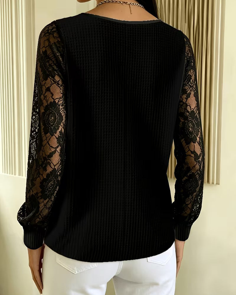 Blouse Élégante Col Rond Manches Longues