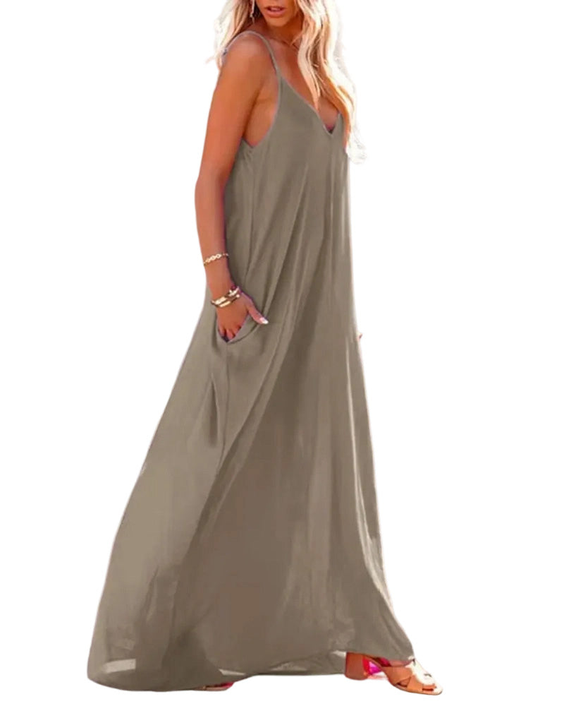 Robe Unie Lâche Poche Maxi