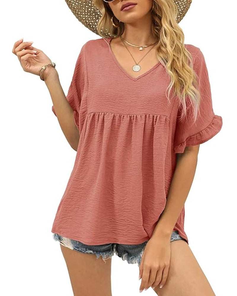 Blouse Décontractée Volant Coupe Loose