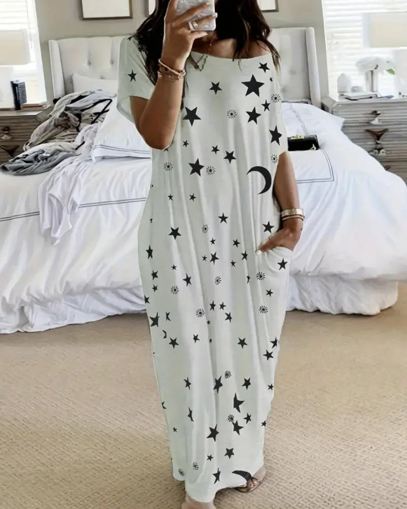 Robe Décontractée Imprimé Vacances Ample