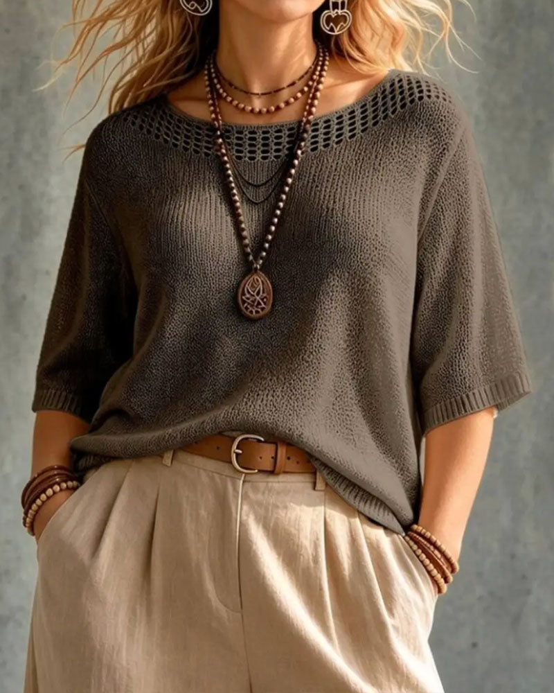 Pull Col Rond Ajouré