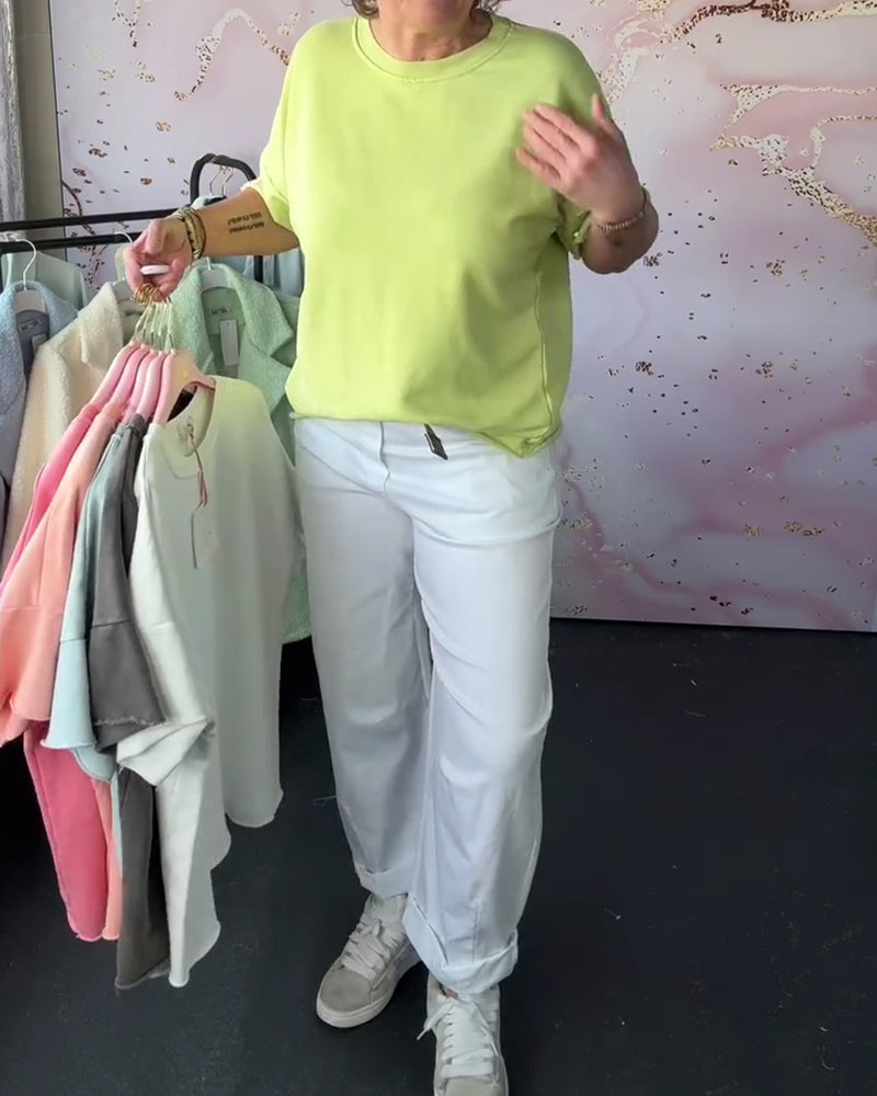 Pantalon Revers Décontractée Stretch Jambe Droite