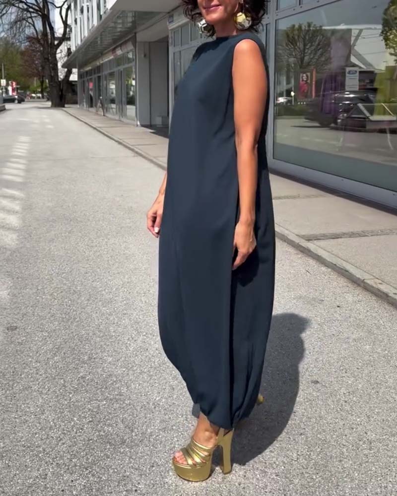Robe Col Mock Sans Manches Lâche