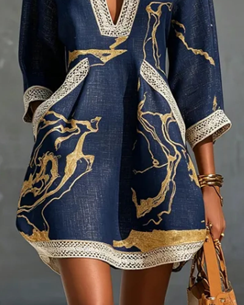 Robe Col Montant Manche Demi Creux
