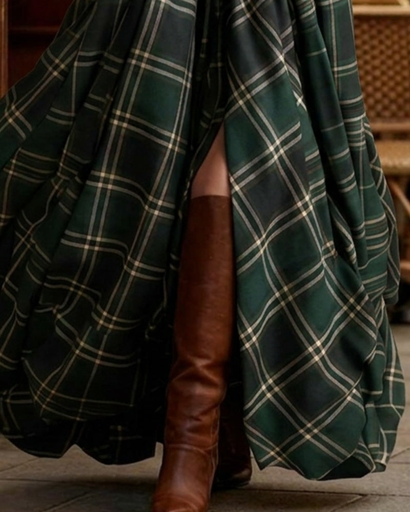 Robe À Carreaux Longue Chemise