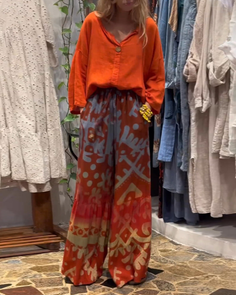 Pantalon ample ample à poches imprimées