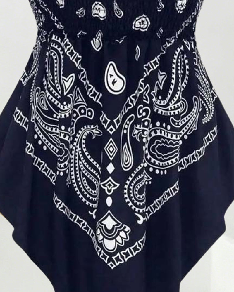Blouse Paisley Bandeau Asymétrique