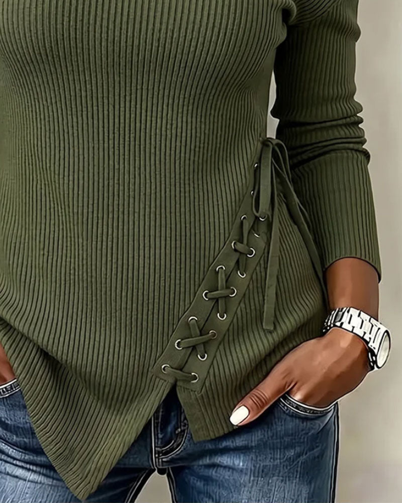 Haut Hors Épaule Attacher Mode Manches Longues