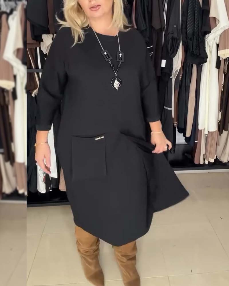 Robe Col Rond Coupe Ample Uni