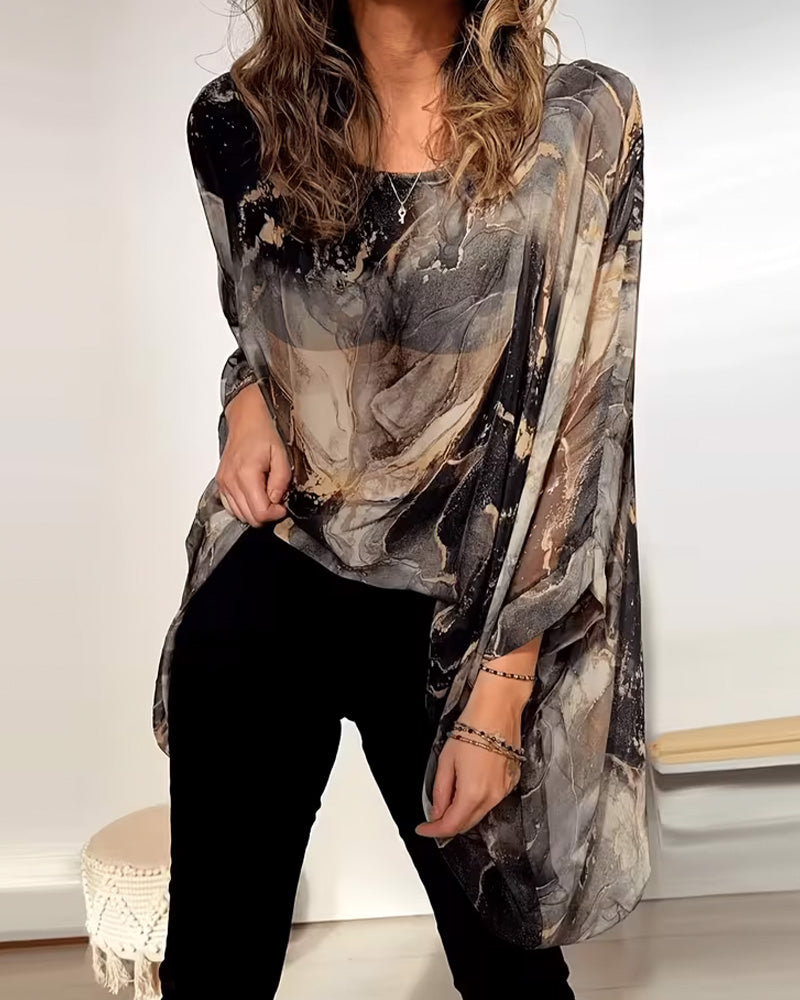 Chemisier Manche Chauve-Souris Tie-Dye Ample