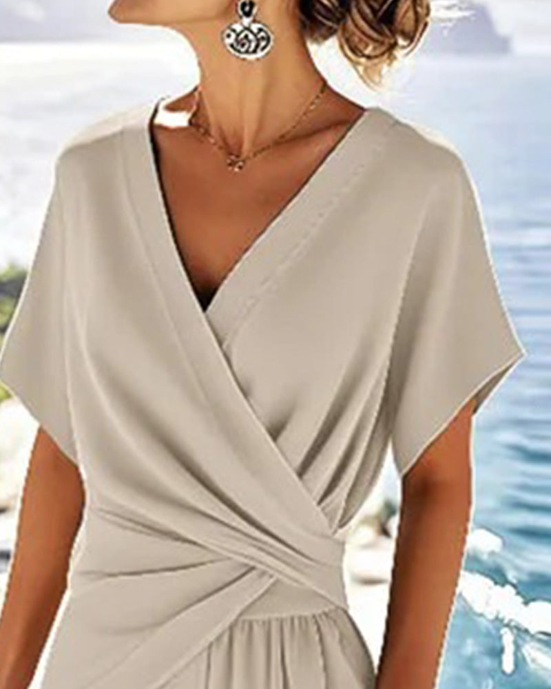Ensemble Deux Pièces Uni Design Croisé À La Taille