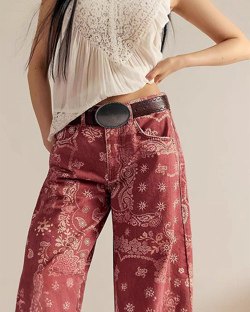 Jean Coupe Loose Imprimé Taille Moyenne