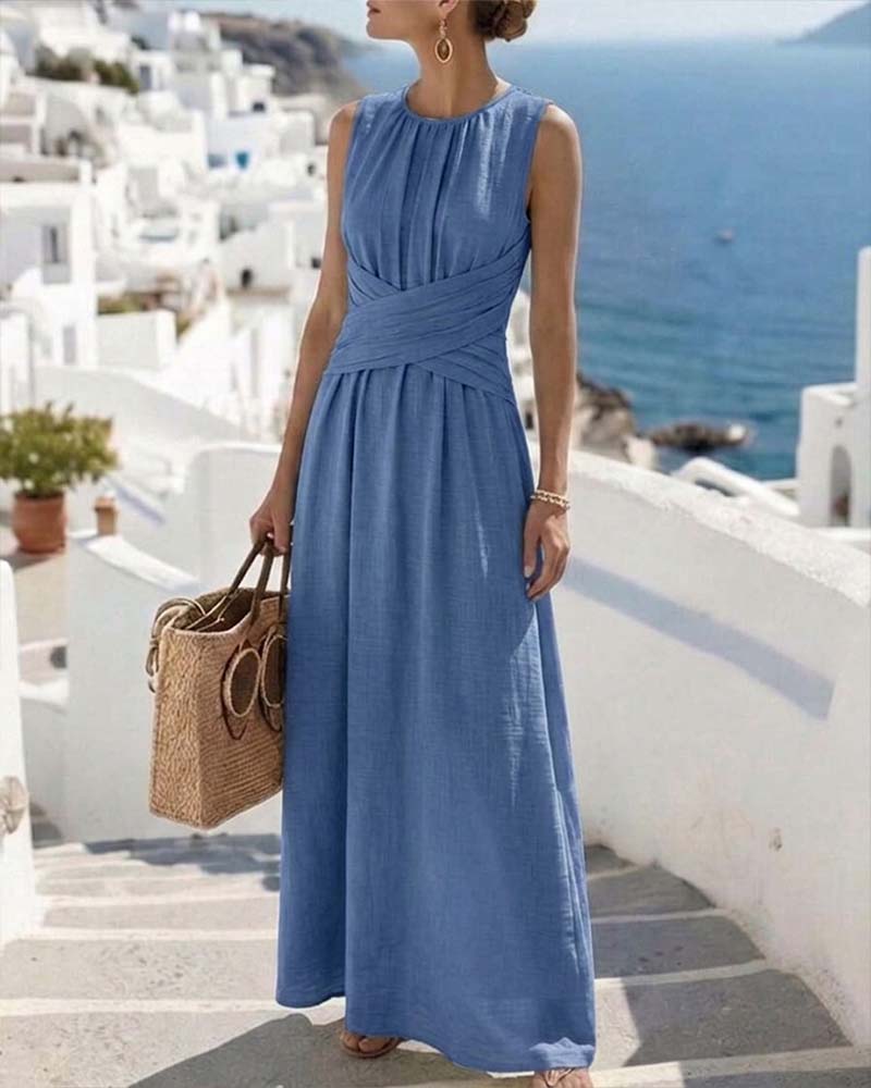 Robe Croisement Taille Sans Manches