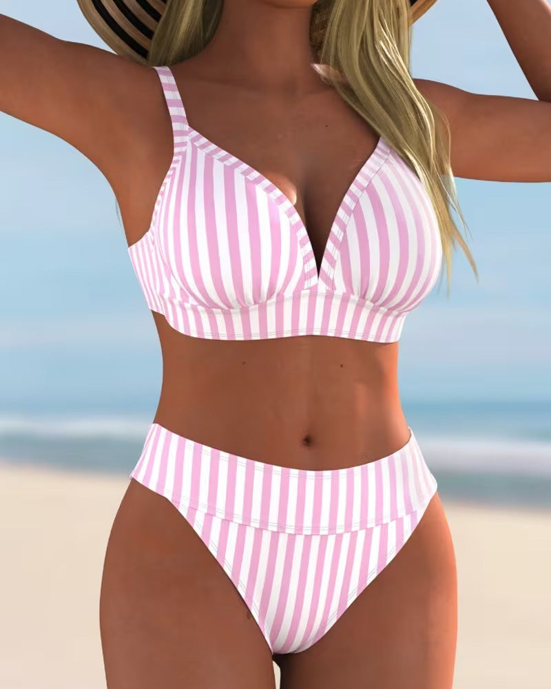 Bikinis Rayé Deux Pièces