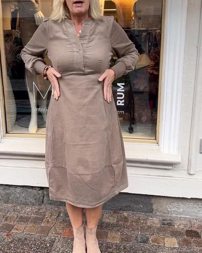 Robe décontractée rétro à manches longues