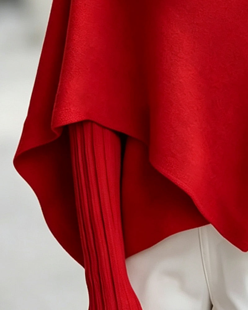 Pullover Col Haut Asymétrique Style Poncho