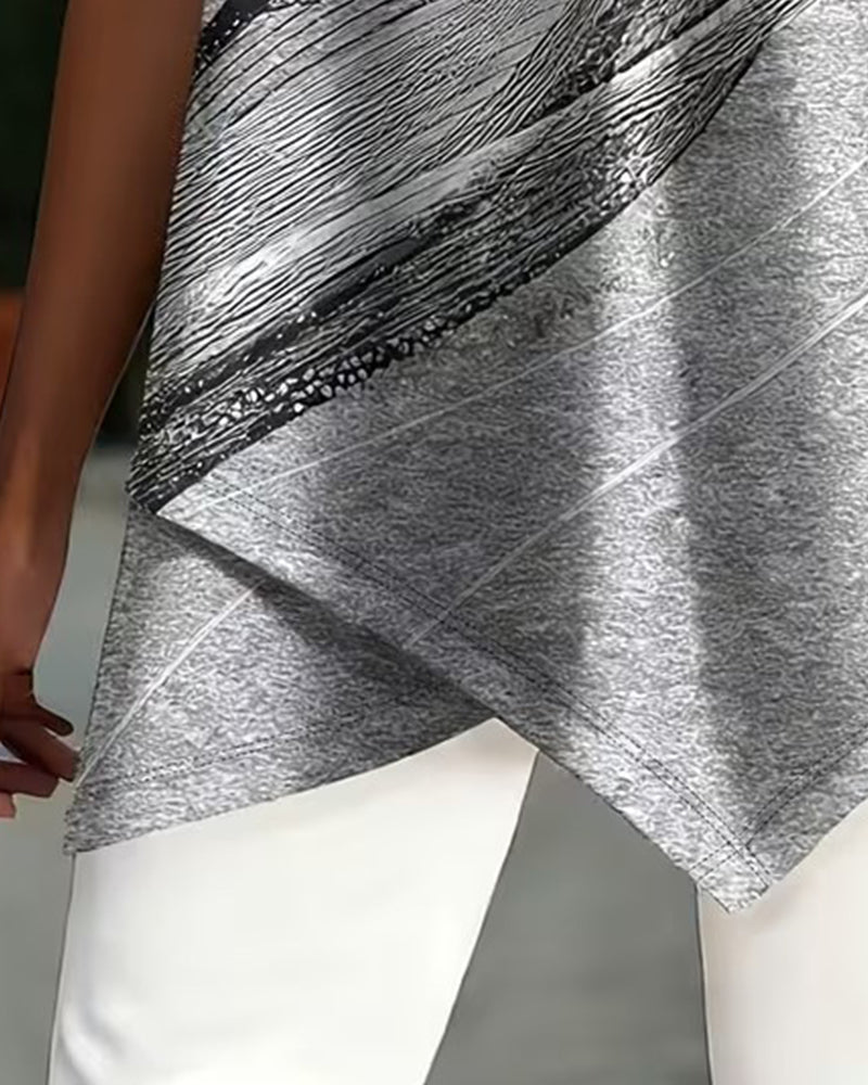 T-Shirt Manches Courtes Ourlet Asymétrique
