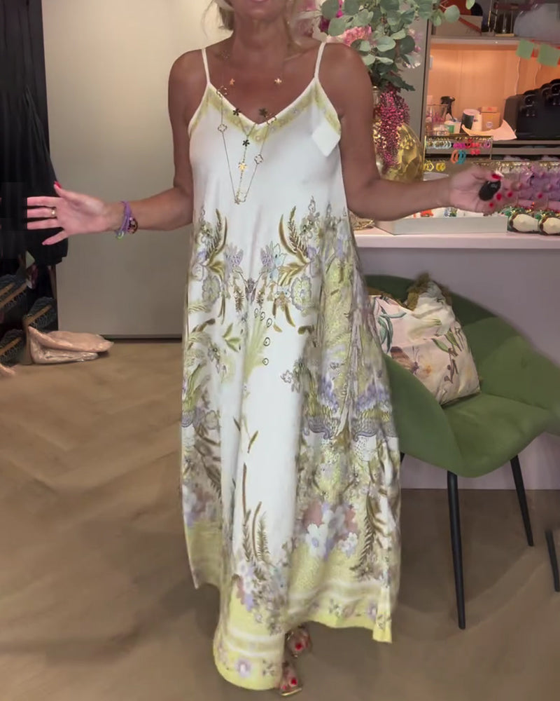 Robe Camisole Col V Imprimé Placé