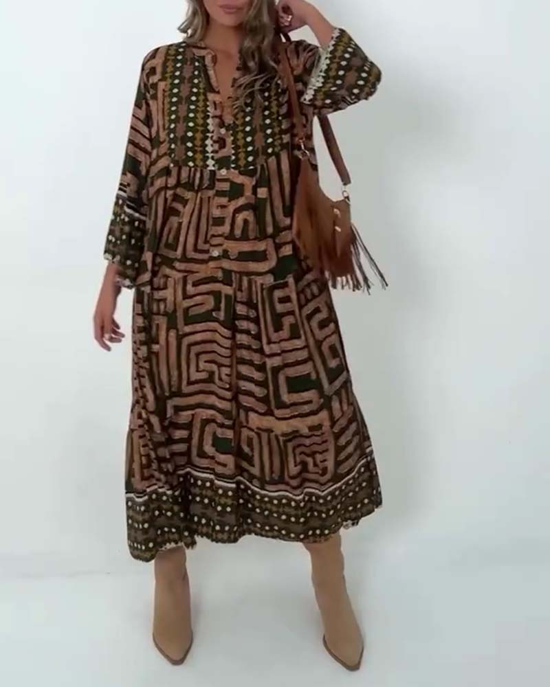 Robe Ethnique Imprimé Géométrique