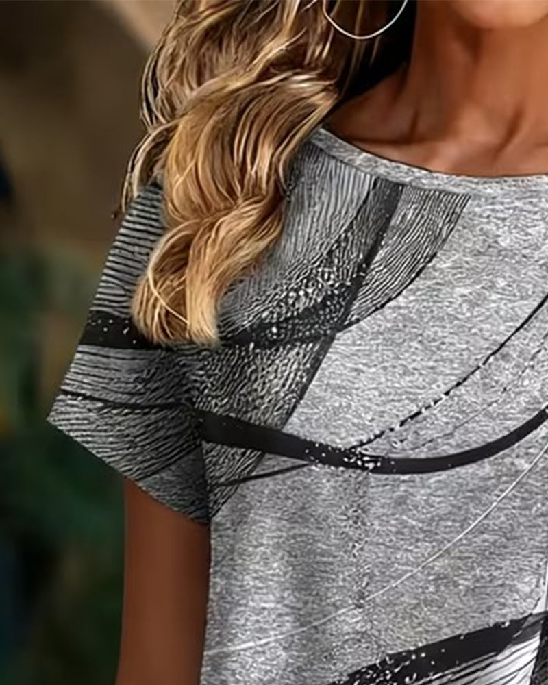 T-Shirt Manches Courtes Ourlet Asymétrique
