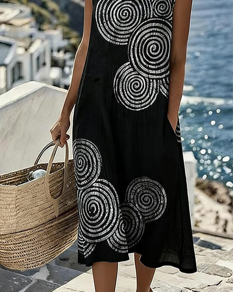 Robe Sans Manches Cercle Imprimé