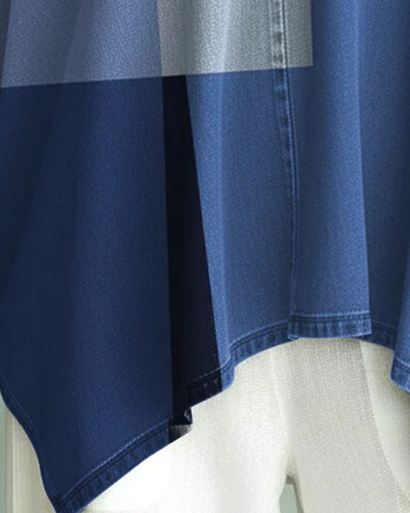 Haut Col V Couleur Bloc Ample