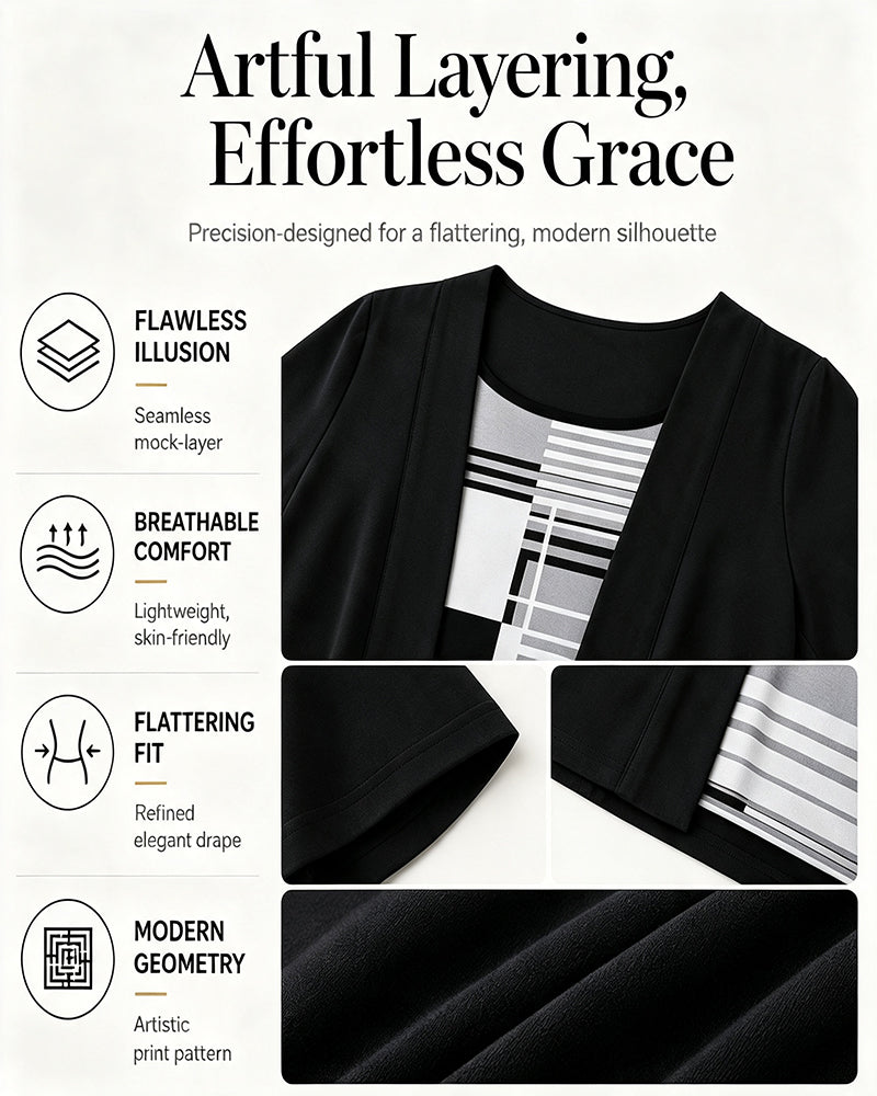 Blouse Patchwork Fausse Deux Pièces