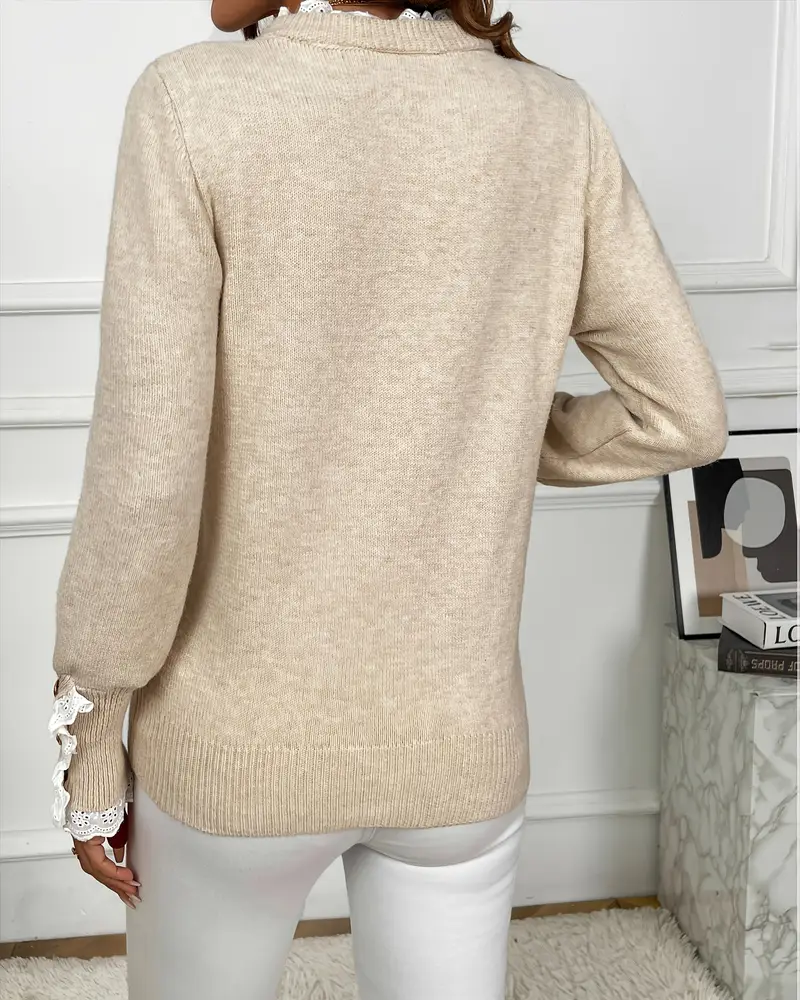 Pull Élégant Orné De Dentelle