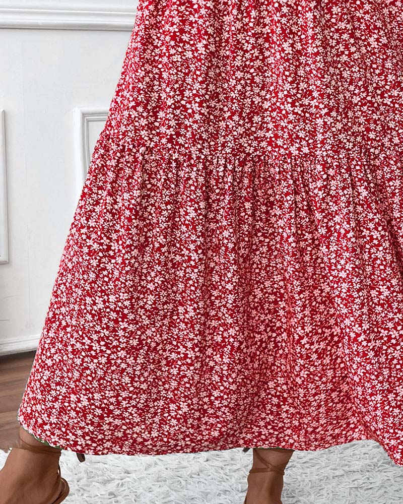 Jupe Superposée Petit Imprimé Fleur Ligne A Longue