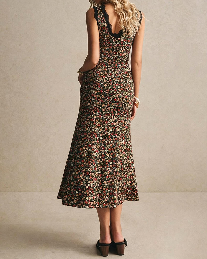 Robe Décontractée Col-V Dentelle