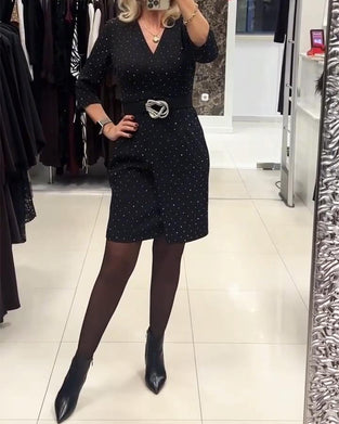 Robe Tendance À Col En V Et Strass