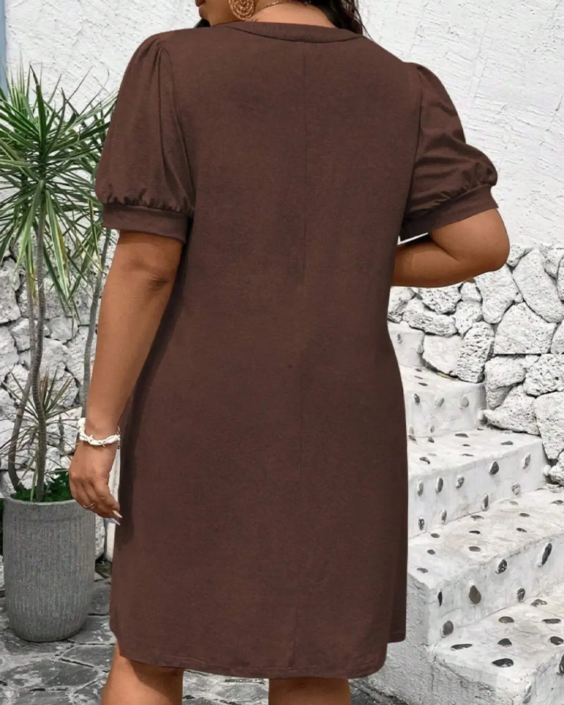 Robe Manche Ballon Ligne A Décontracté