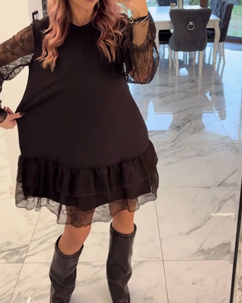 Robe élégante en dentelle unie