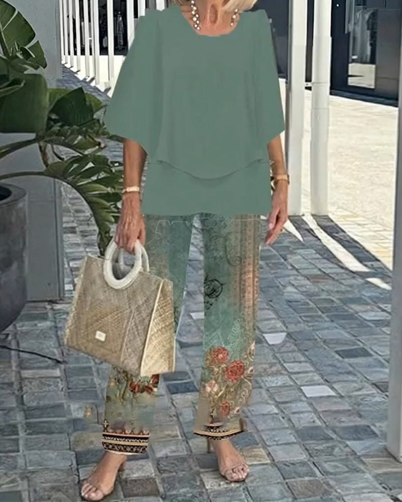 Set Fashion Pantalon Droit Imprimé