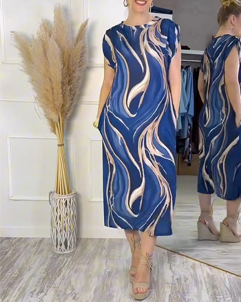 Robe Doré Motif Flowing Colonne