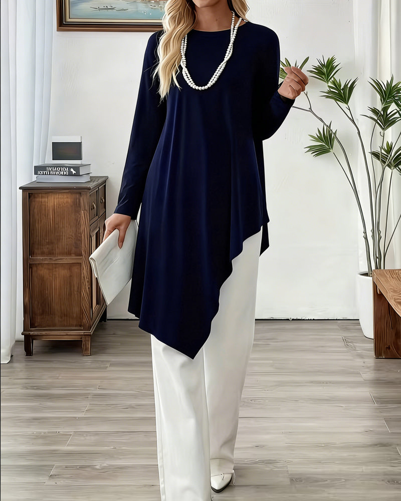 Haut Asymétrique Mi-Long Uni