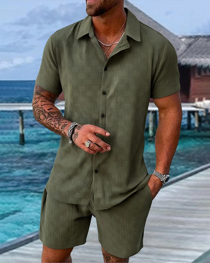 Ensembles À Carreaux Col Polo Décontracté Hommes